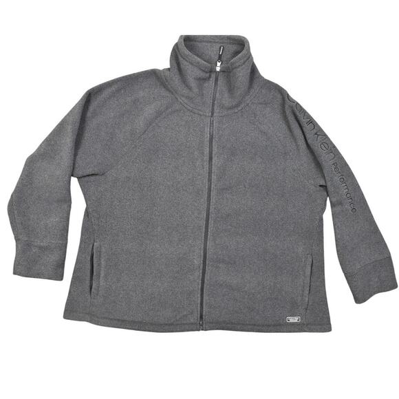 Calvin Klein Gray Basic Jacket 3X Plus Polyester Preowned Performance Fleece Zip - Picture 1 of 8